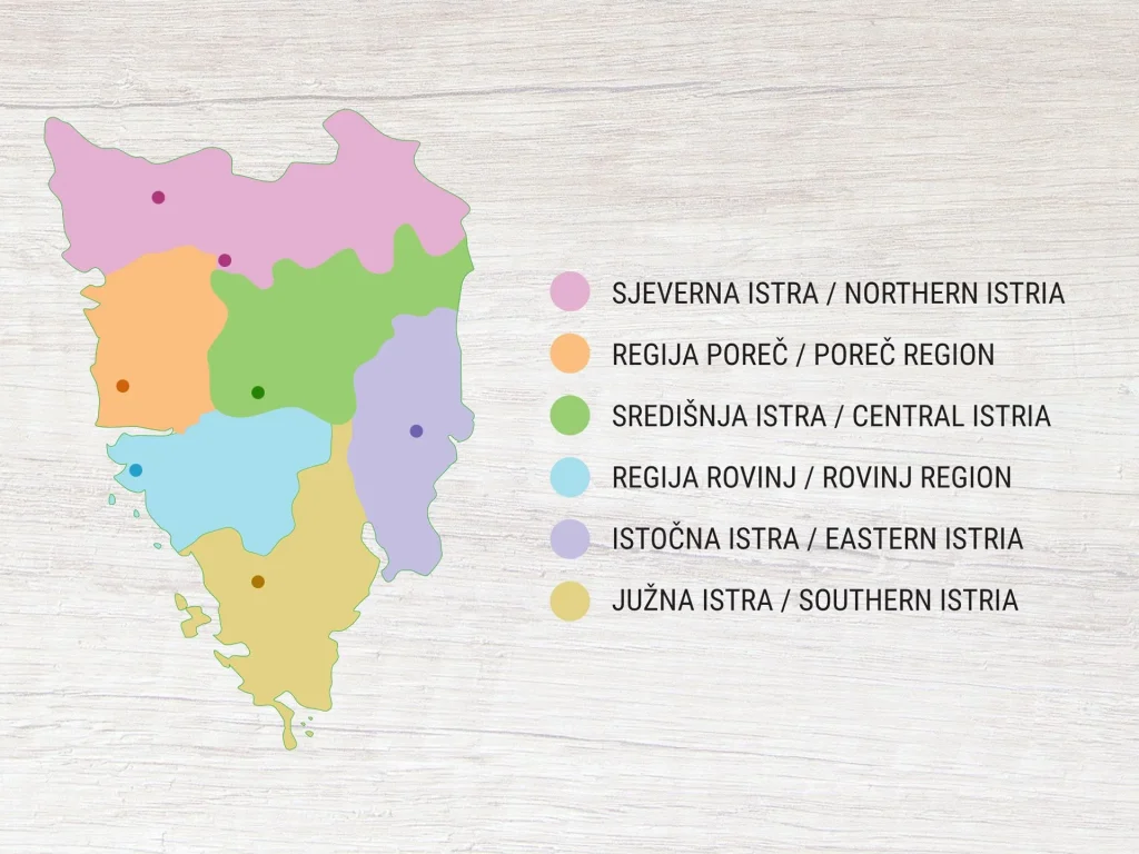 Prikaz istarskih vinskih regija / Izvor: Vinistra