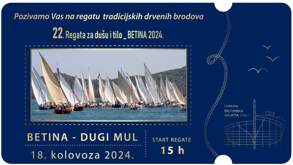 Pozivnica na regatu Za dušu i tilo u Betini, 18. 8. 2024.